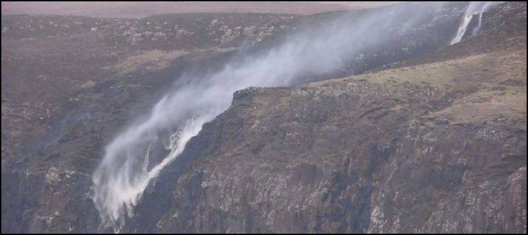 Watch: Strong winds blow Scottish waterfall backwards