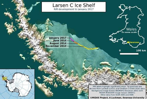 A breaking iceberg from Antarctic shelf poses a serious climatic threat