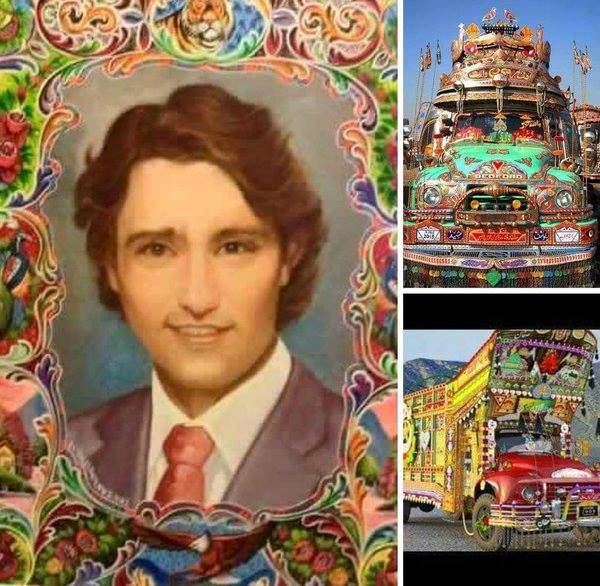 Look who's picture is painted at the back of a Pakistani truck