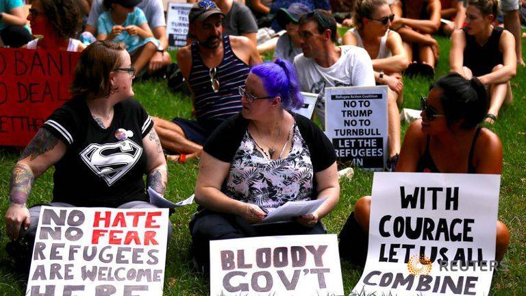 Trump's ban triggers protests across Australia
