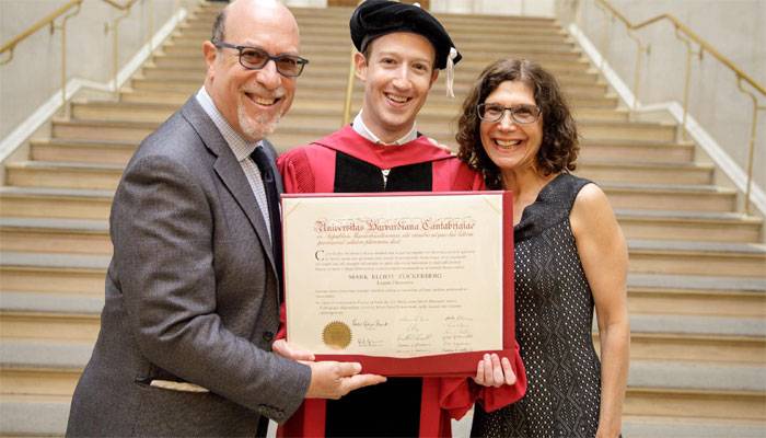 Zuckerberg gets honorary degree from Harvard University