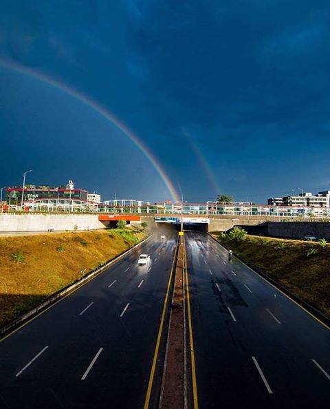 Amazing sights of double rainbow over Islamabad