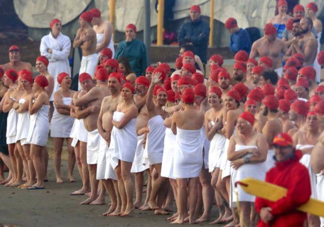Towels in short supply after winter nude swim