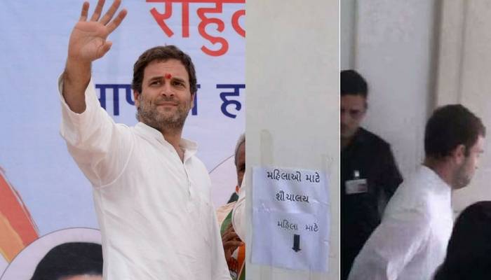 Rahul Gandhi caught re-handed using ladies toilet, video viral 