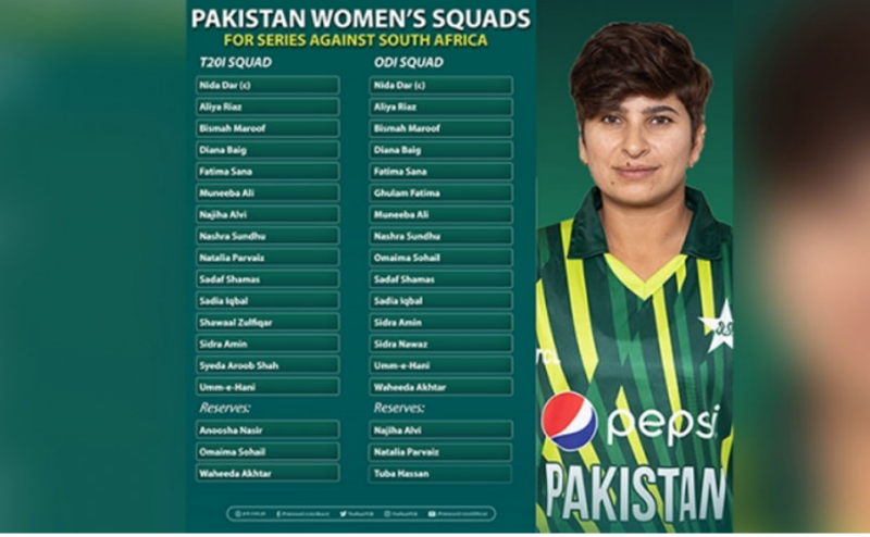 Pakistan women's squad for South Africa series announced