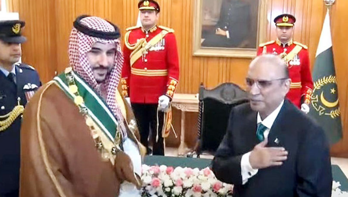 President confers Nishan-e-Pakistan award on Saudi defence minister